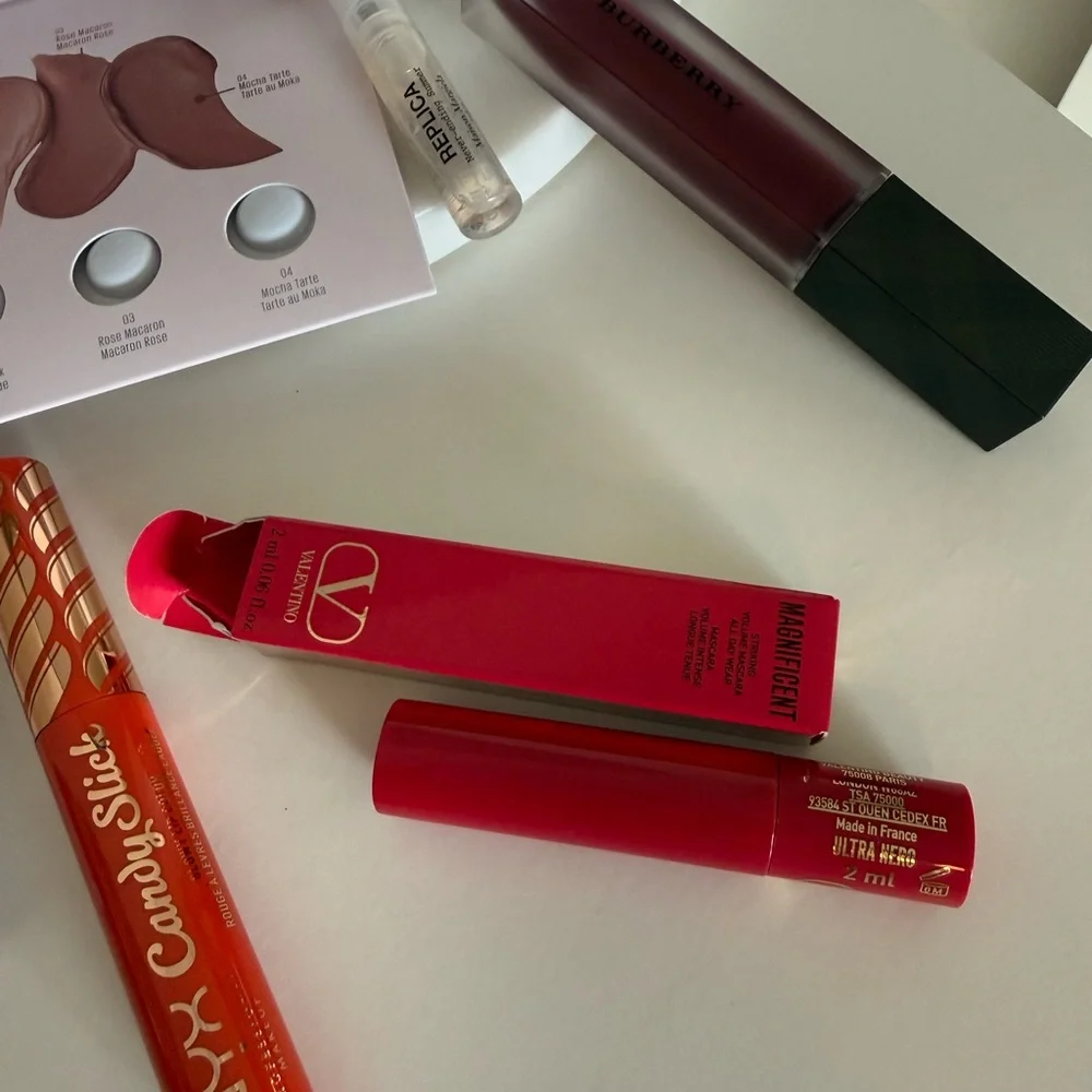 NWT set: Burberry full size lipstick, Valentino mascara,Maison Margiela, Kaja,MK